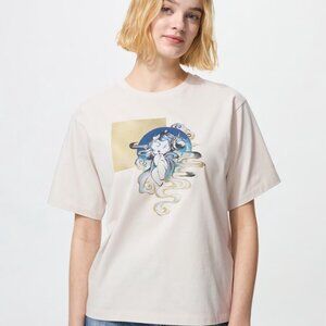 NWT Uniqlo Pop Mart Skull Panda Graphic Off White T-Shirt Women US Sizes XS-XL